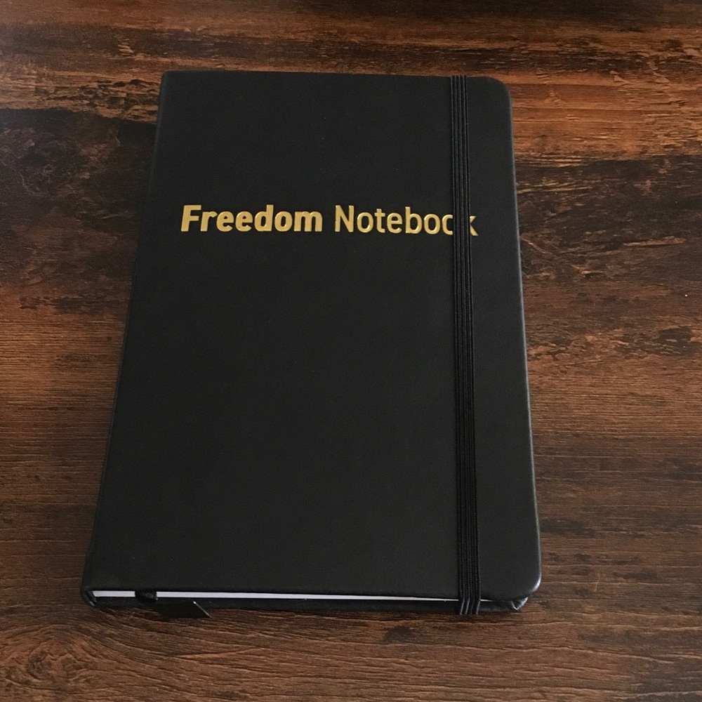 Black Freedom Hardback Notebook with Gold Text 104